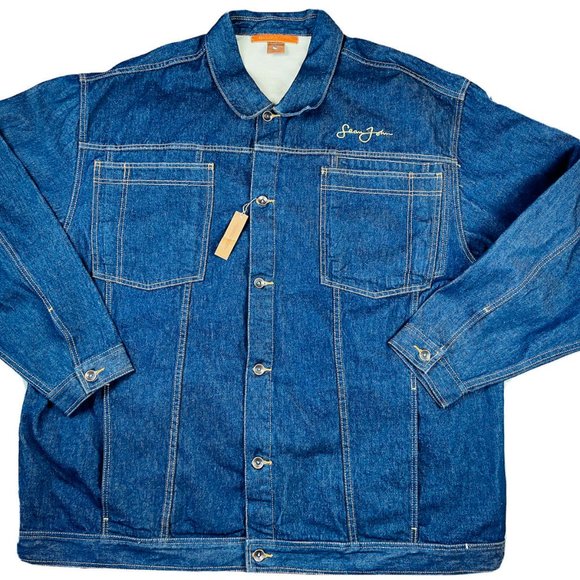 SEAN JOHN Men Blue Denim Jeans Cotton Button Up Jacket